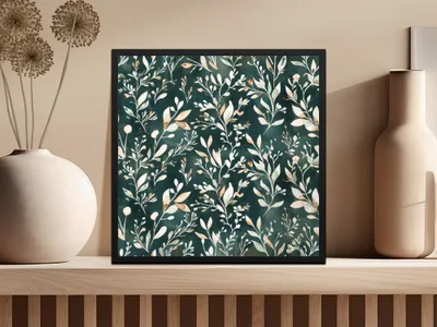 Botanical Green and Beige Floral Art Print Product