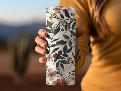 Floral Design Insulated Tumbler for Drinks 20oz
