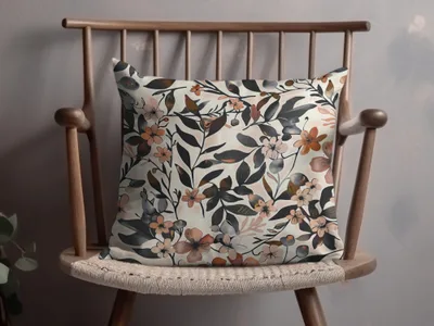 Elegant Floral Pattern with Dark Leaves Pillow