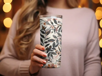 Floral Botanical Design Tumbler Cup for Everyday Use