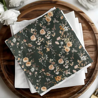 Elegant Dark Floral Print Decorative Napkin Set