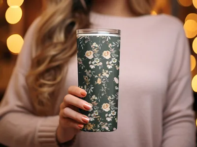 Elegant Floral Patterned Tumbler for Beverages