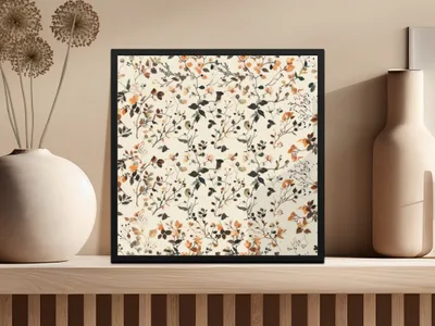 Framed Floral Pattern Wall Art for Home Decor