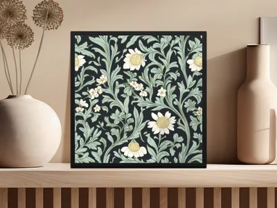 Dark William Morris Larkspur Print Seamless Background Digital - Moore and Mountain
