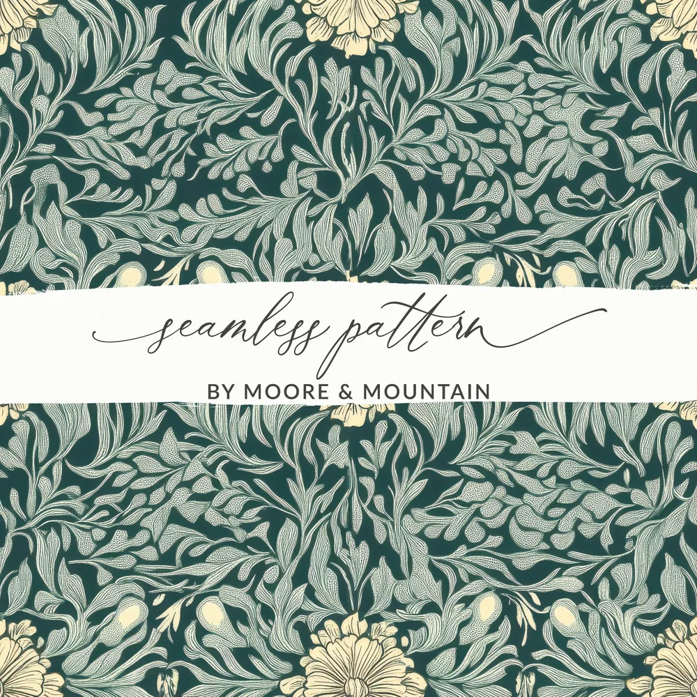 Dark William Morris Seamless Pattern Background For Commercial Use - Moore and Mountain