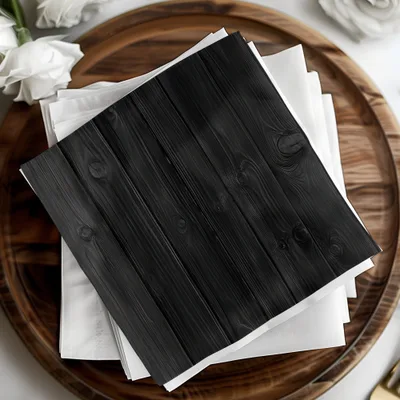 Black Wooden Design Napkins for Elegant Table Setting