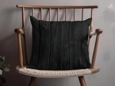 Rustic Black Wooden Texture Throw Pillow Cushion