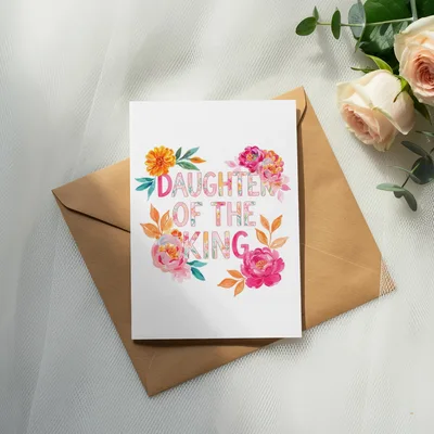 Daughter of the King PNG Floral Sublimation Design, Christian Digital Download, Faith Watercolor Flowers Clipart for T-Shirts & Mugs