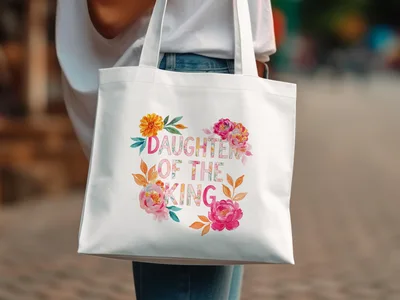Daughter of the King PNG Floral Sublimation Design, Christian Digital Download, Faith Watercolor Flowers Clipart for T-Shirts & Mugs