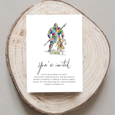 Invitation card with "You're invited" and placeholder text.