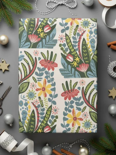 Deer Floral Seamless Pattern Digital Paper, Folk Art Reindeer JPEG, Boho Woodland Print, Scandinavian Design, Fabric, Scrapbooking - Moore and Mountain