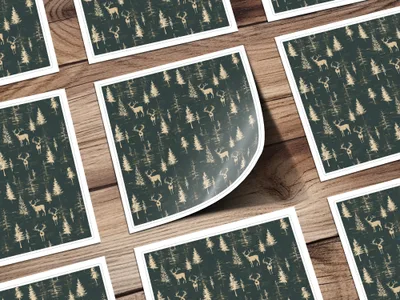 Deer In Forest Trees Pattern Seamless Background Digital - Moore and Mountain