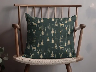 Deer In Forest Trees Pattern Seamless Background Digital - Moore and Mountain