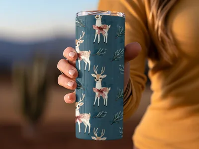 Deer Seamless Pattern, Christmas Digital Paper, Winter Holiday Design, Festive Background, Scrapbook Paper, Cute Reindeer Pattern, 12x12 - Moore and Mountain