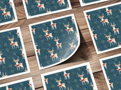 Deer Seamless Pattern, Christmas Digital Paper, Winter Holiday Design, Festive Background, Scrapbook Paper, Cute Reindeer Pattern, 12x12 - Moore and Mountain