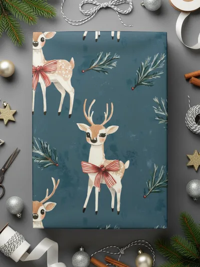 Deer Seamless Pattern, Christmas Digital Paper, Winter Holiday Design, Festive Background, Scrapbook Paper, Cute Reindeer Pattern, 12x12 - Moore and Mountain