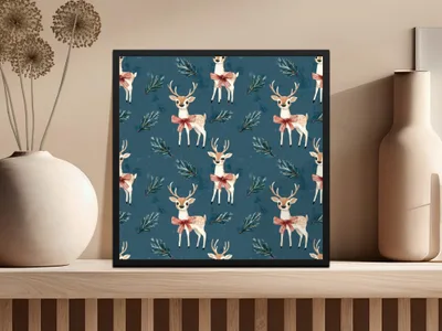 Deer Seamless Pattern, Christmas Digital Paper, Winter Holiday Design, Festive Background, Scrapbook Paper, Cute Reindeer Pattern, 12x12 - Moore and Mountain