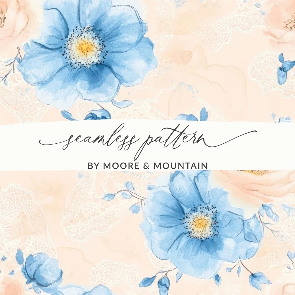 Delicate Floral Watercolor Seamless Grandmillennial Digital - Moore and Mountain