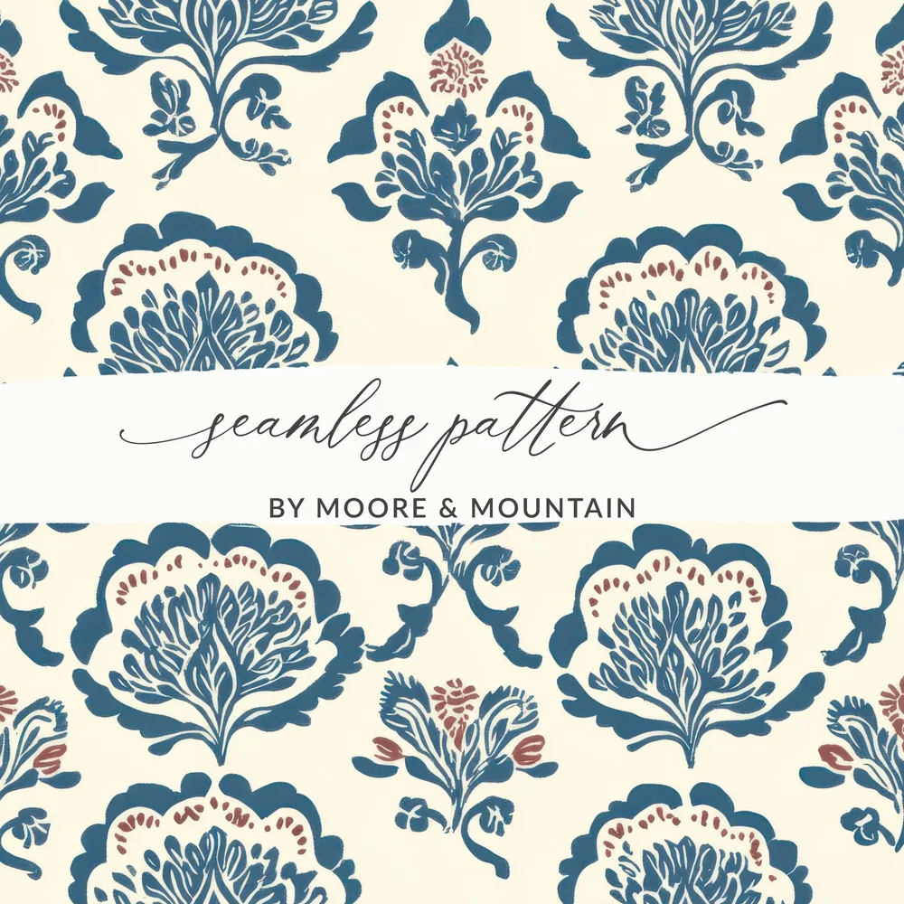Delicate Indigo Flower Seamless Pattern Background Print - Moore and Mountain