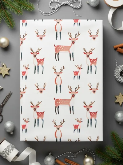 Delightful Reindeer Seamless Pattern Illustration Design Digital, Winter Pattern Seamless Deer - Moore and Mountain