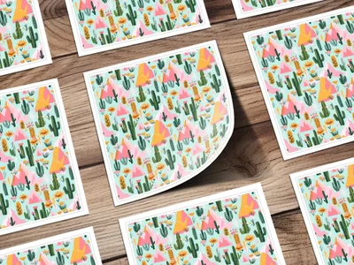Desert Mountains And Cactus Seamless Pattern For Your Project, Seamless Cactus Texture - Moore and Mountain
