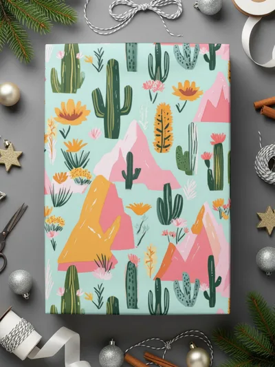 Desert Mountains And Cactus Seamless Pattern For Your Project, Seamless Cactus Texture - Moore and Mountain