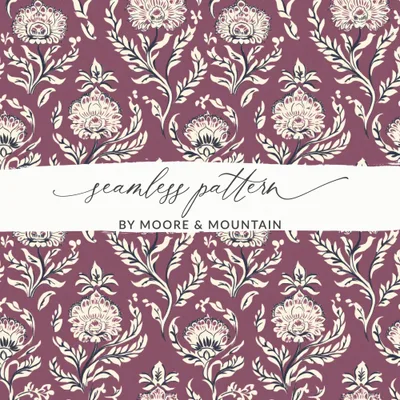 Detailed Floral Vine Pattern Kalamkari Style Design Seamless Pattern