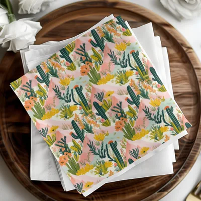 Digital Cactus Pattern, Seamless Desert Design, Floral Landscape, Print on Demand, Digital Paper, Commercial Use, Scrapbook Paper - Moore and Mountain