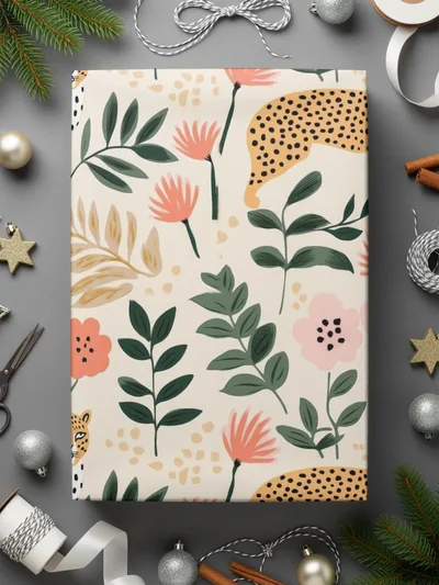 Digital Cheetah Pattern, Floral Print, Pink Green, Neutral Beige, Animal Print, Leopard Spots, Spring Pattern, Repeat Pattern Design - Moore and Mountain