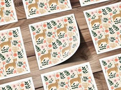 Digital Cheetah Pattern, Floral Print, Pink Green, Neutral Beige, Animal Print, Leopard Spots, Spring Pattern, Repeat Pattern Design - Moore and Mountain