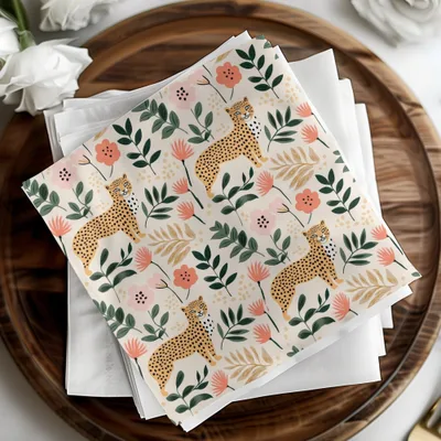 Digital Cheetah Pattern, Floral Print, Pink Green, Neutral Beige, Animal Print, Leopard Spots, Spring Pattern, Repeat Pattern Design - Moore and Mountain