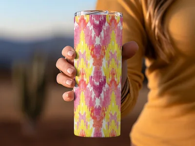 Vibrant Pink Yellow Abstract Pattern Tumbler