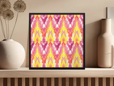 Vibrant Abstract Art Print with Yellow and Pink Colors