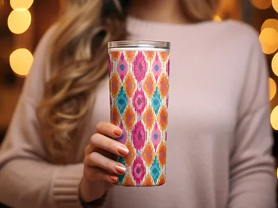 Vibrant Ikat Pattern Insulated Travel Mug Drinkware