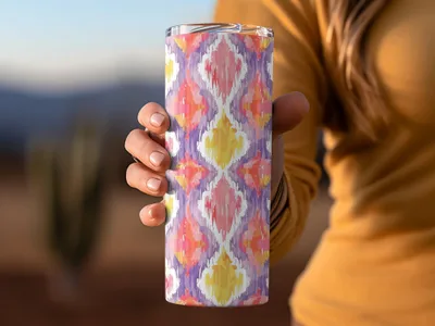 Colorful Ikat Patterned Insulated Tumbler Product