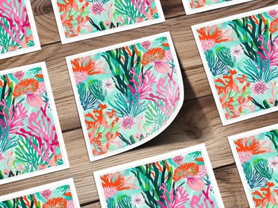 Digital Coral Reef Pattern, Seamless Ocean Background, Vibrant Sea Life, Colorful Marine Art, Scrapbook Paper, Fabric Design, Download - Moore and Mountain