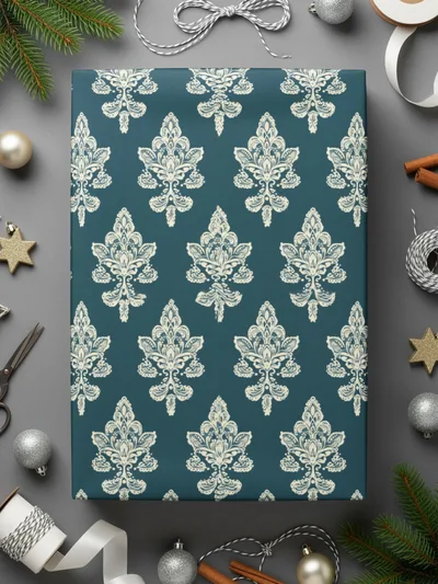 Elegant Festive Blue and White Wrapping Paper