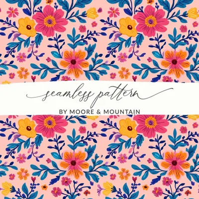 Digital Floral Pattern, Seamless Flower Design, Colorful Botanical Print, Fabric Design, Scrapbooking Paper, Digital Paper Download