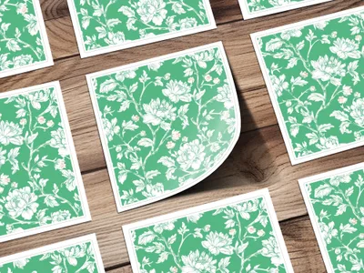 Digital Floral Pattern, Seamless Peony Design, Green and White Wallpaper, Printable Fabric Pattern, Scrapbooking Paper, 2 JPEG Scales - Moore and Mountain