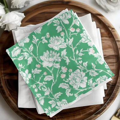 Digital Floral Pattern, Seamless Peony Design, Green and White Wallpaper, Printable Fabric Pattern, Scrapbooking Paper, 2 JPEG Scales - Moore and Mountain
