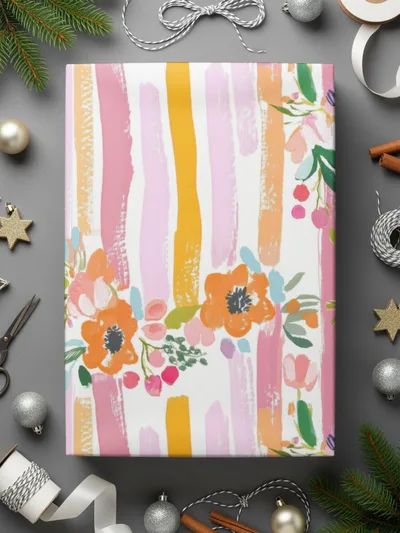 Digital Floral Seamless Pattern, Flower Striped Background, Fabric Design, Digital Paper Pack, Commercial Use, Pastel Color Artwork - Moore and Mountain