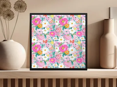 Digital Floral Seamless Pattern, Pink Flowers Design, Flower Print, Digital Paper Pack, Seamless Design for Fabric, Digital Download - Moore and Mountain