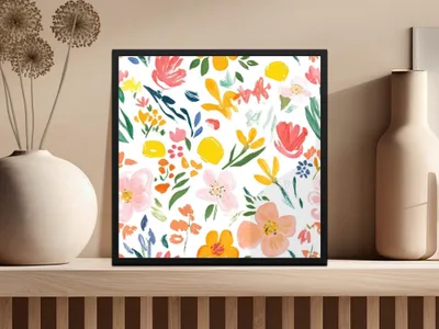 Digital Floral Seamless Pattern, Watercolor Flowers, Repeat Pattern, Fabric Design, Printable Paper, Scrapbooking, Spring Florals - Moore and Mountain