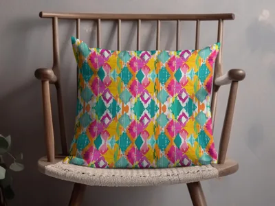 Bright Abstract Geometric Pattern Throw Pillow
