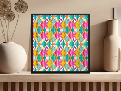 Vibrant Abstract Geometric Pattern Framed Art Print