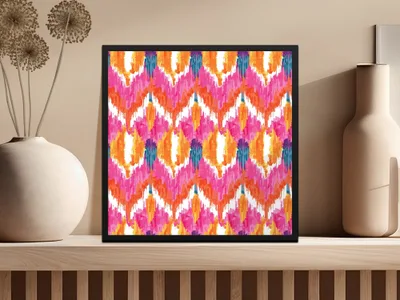 Bright Abstract Pattern in Black Frame Wall Art Decor