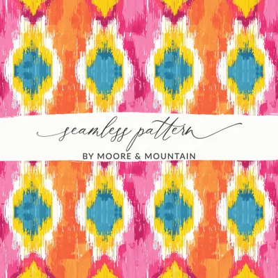 Digital Ikat Seamless Pattern, Modern Tribal Pattern, Boho Aztec Print, Commercial Use POD, Colorful Woven Texture, Vibrant Ethnic Wallpaper