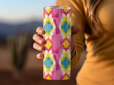 Colorful Boho Geometric Patterned Drinkware Tumbler