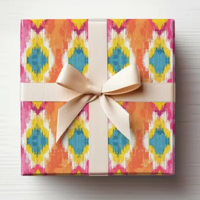 Vibrant Ikat Patterned Gift Wrap for Presents