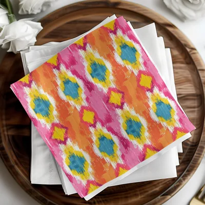 Vibrant Geometric Pattern on Decorative Paper Napkins